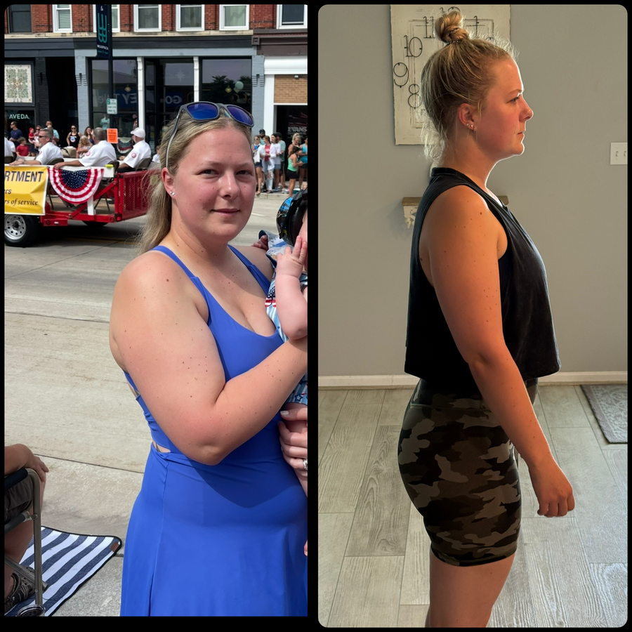 Postpartum weight-loss transformation coached by Jonathon
